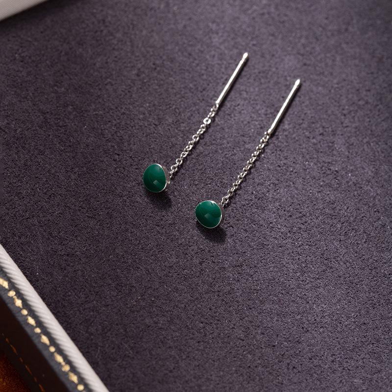S925 Silver Needle Blue Iris Stud Earrings Femininity Premium Flower Earrings Versatile Imitation Allergy Emerald Earrings