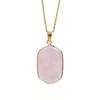 Natural Stone Geometric Pendant Necklace With Gold Plated Edges For Women And Men
