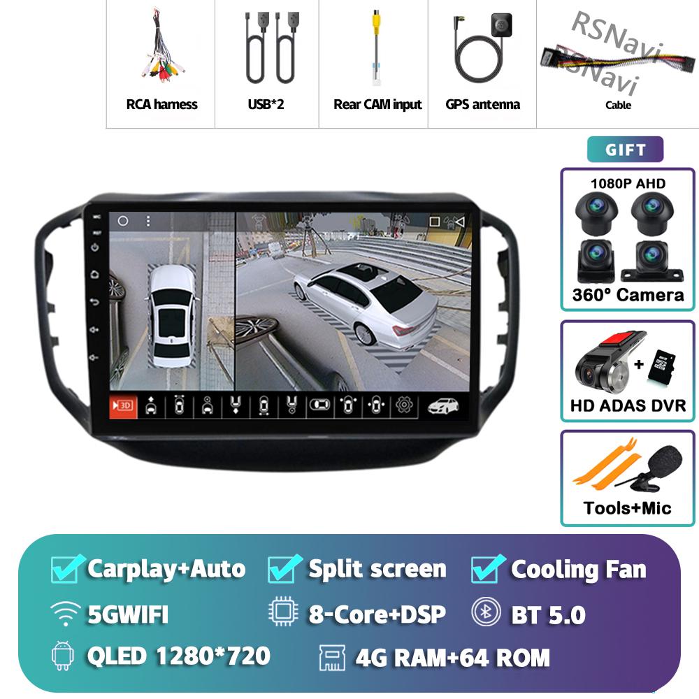 Android 14 Carplay Auto For Chery Tiggo 5 2014 - 2018 Car Radio Player Multimedia Stereo AI Voice 360 Camera Navigation Video BT