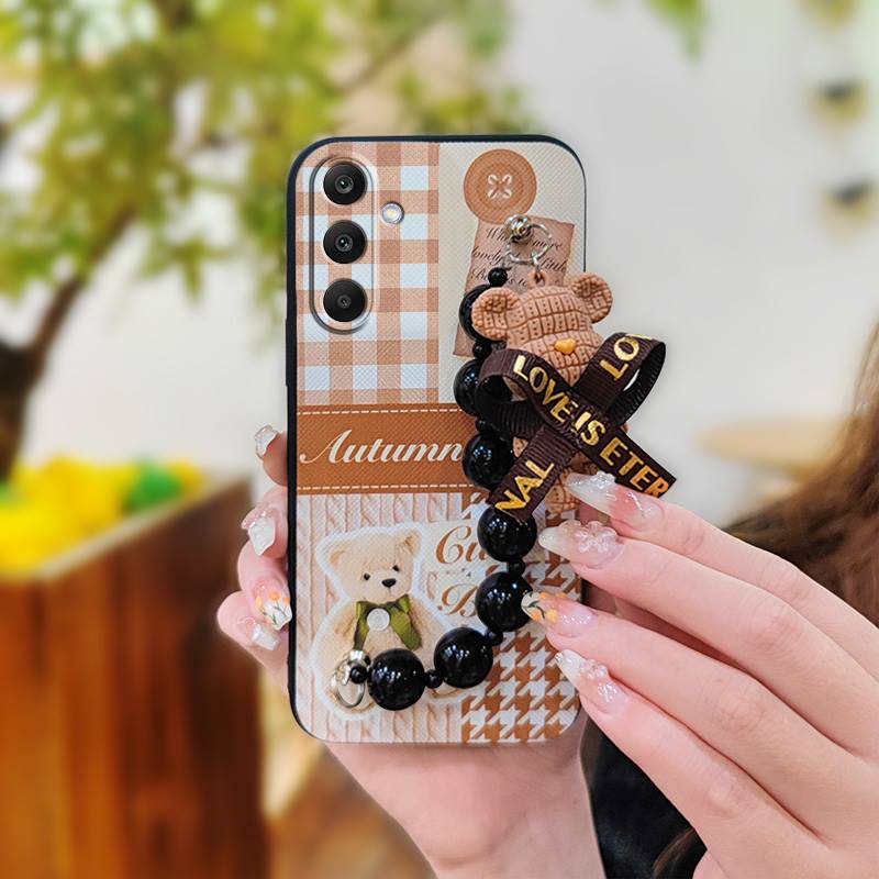 Cartoon Skin-friendly Feel Phone Case For Samsung Galaxy M56 5G/SM-M566B Cute Silicone Back Cover Black Pearl Pendant