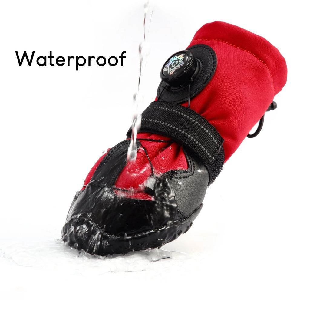 Heavy-Duty Dog Boots with Rotating Dial for Med Large Dogs Anti-Slip Waterproof Outdoor Dog Boots Paw Protector Hike Snow&Street