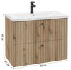 Bathroom Cabinet with Washbasin 80 Cm, Evoke Oak, Grooved, Rietti Lamellas