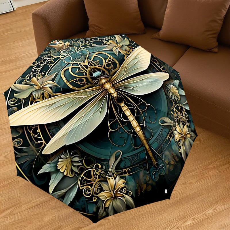 1PC Dragonfly Art Nouveau Automatic Open/Close Umbrella with Windproof, 8-Rib Sturdy Canopy, Durable Ribs, Fashionable Design1314A