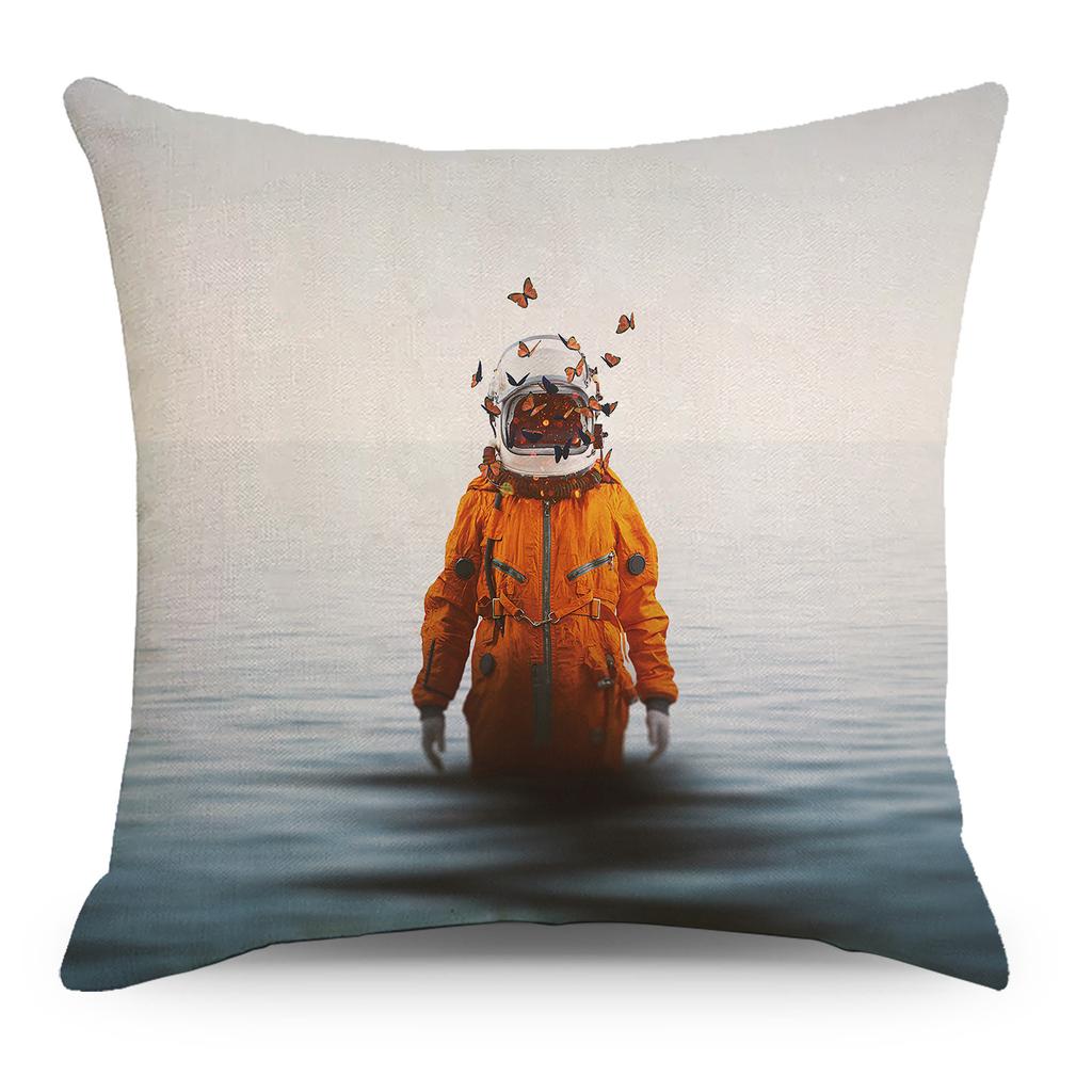 Wish Pillowcase Astronaut Planet Linen Pillow Cushion Cover
