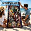 Serviette de plage personnalisée avec nom et motif Demon Slayer, pour Voyage Camping Fête à la plage Décoration de maison, Cadeau d'anniversaire pour la Famille & les Amis