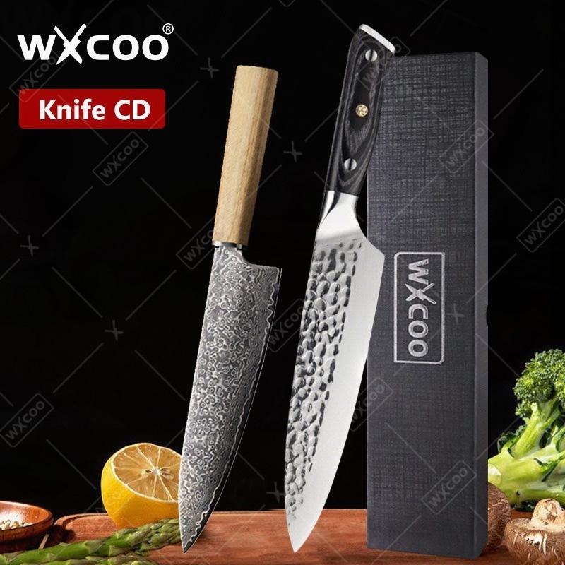 WXCOO Kitchen Knives Damascus Forged Chef Knife Butcher Cleaver Knife Meat Cleaver Fruit Slicing Knife Kitchen Accessories
