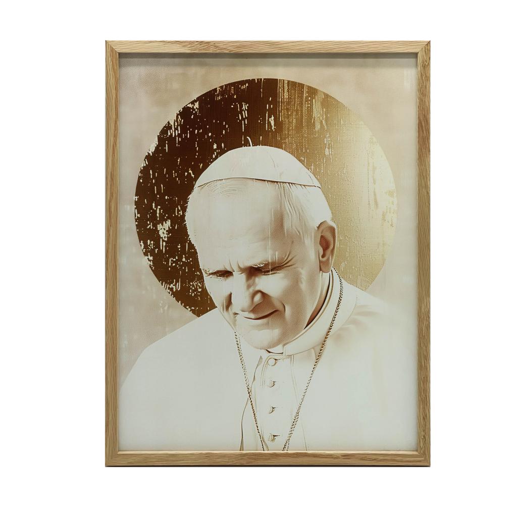 Portret Papieża Jana Pawła Ii Portret Papieża Jana Pawła Ii, 50X70 Cm, Rama Drewniana Ciemny Brąz, Papier Matowy 230 Gsm