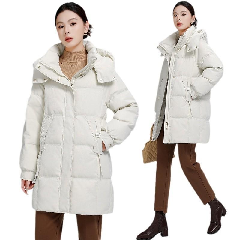 Down cotton jacket women's mid-length 2025 new cotton jacket fashionable Korean loose padded jacket winter thickened warm jacket