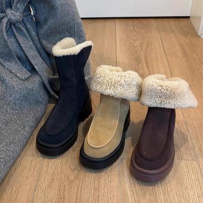 Women's Lightweight Thick Sole Winter Warm Fur One Snow Boots Plush Lamb's Wool Lined Non-slip Casual Sports Cotton Boots Cotton Shoes Sneakers