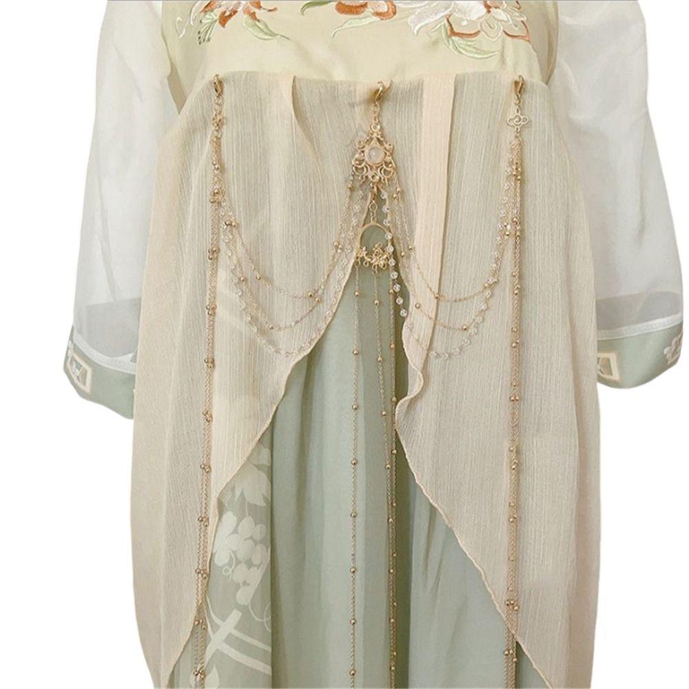 Detachable Hanfu Waist Chain Long Tassel Alloy Press Chain Hanfu Outfit Accessories  for Women