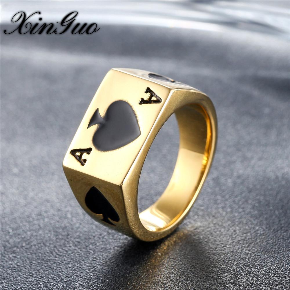 

Персонализированное мужское титановое кольцо Punk Magician Poker Ace of Spades из Европы и США 9 золотой