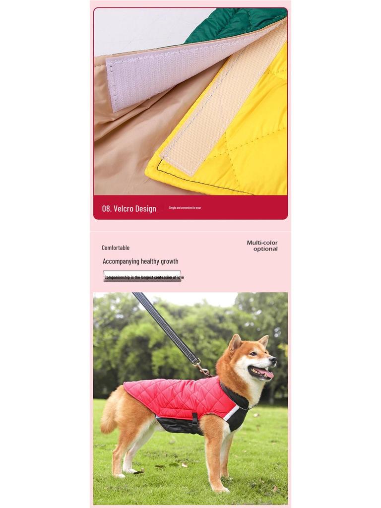 Autumn/Winter Warm Dog Coat with Leash Buckle - Fits Medium/Large Dogs: Shiba Inu, Border Collie, Corgi