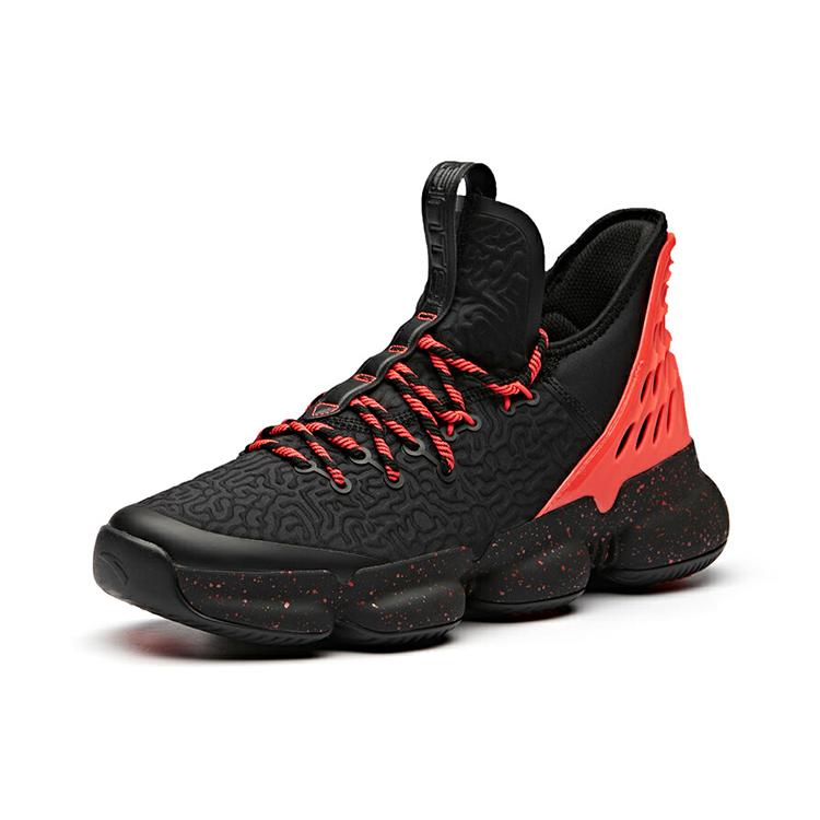 New ANTA Basketball Shoes Men Low Top Black/Neon Bright Dark Red 91931180-3