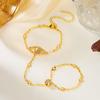 French Vintage Eye Copper Zirconia Finger Chain Women'S Elegant Design Ring Bracelet Luxury Fashion Hand Jewelry Gift