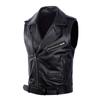 Classical Black Motorcycle Vest Men Genuine Cow Leather Sleeveless Jackets Man Slim Motor Biker Vests Belt