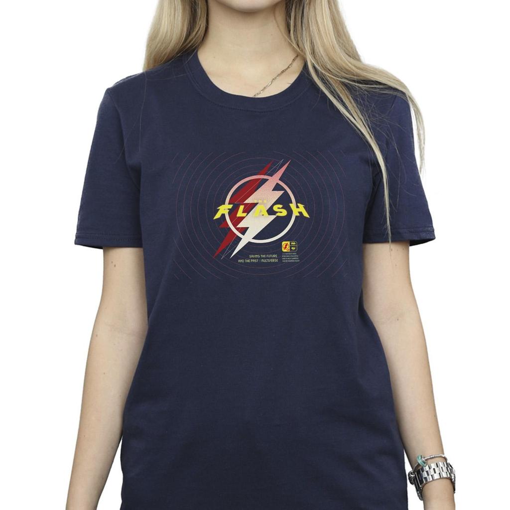DC Comics Womens/Ladies The Flash Lightning Logo Cotton Boyfriend T-Shirt