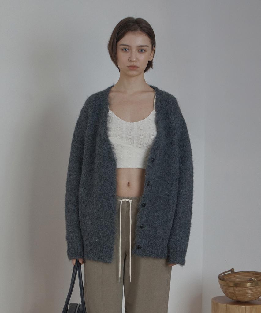 Poetseoul Hairy Over Cardigan_Charcoal