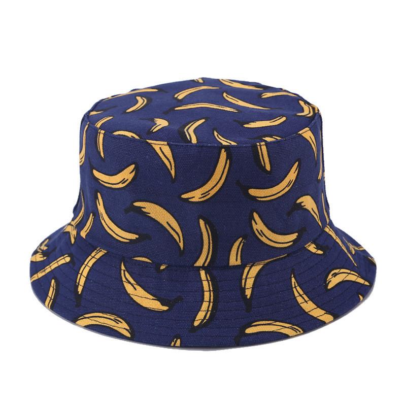 Cappello da Pescatore Double Face con Stampa di Banane e Ampia Falda per Streetwear e Protezione Solare