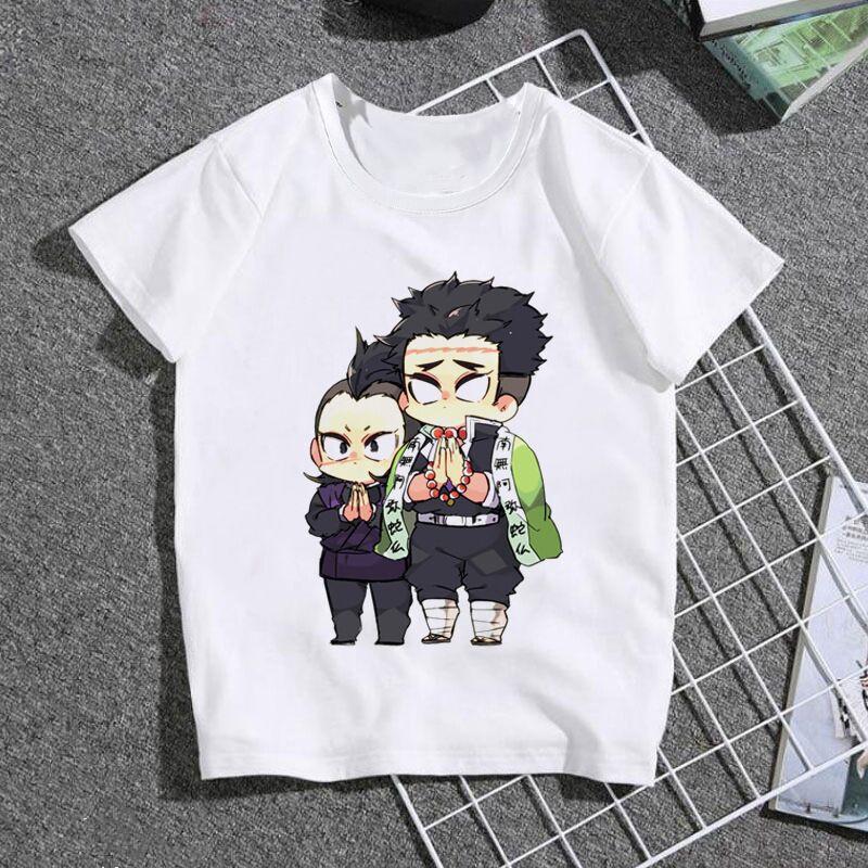 Fashion Cartoon Demon Slayer Anime Kimetsu No Yaiba Print Kids T-Shirt Summer Tees Loose Short Sleeve Women Tops Female Clothes