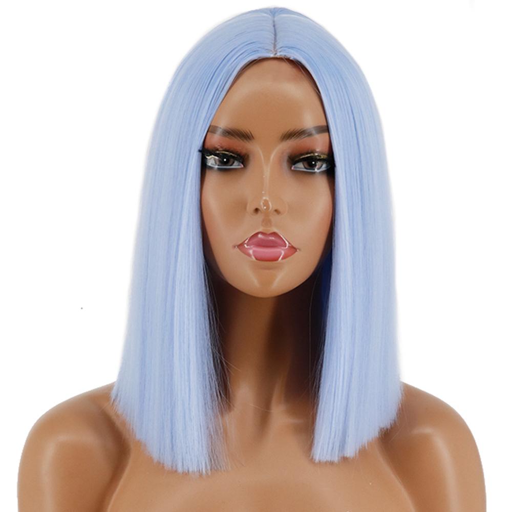 WERD Short Bobo Wig Synthetic Wigs for Women Golden Orange Straight Ombre Heat Resistant Lolita Cosplay Party Hair