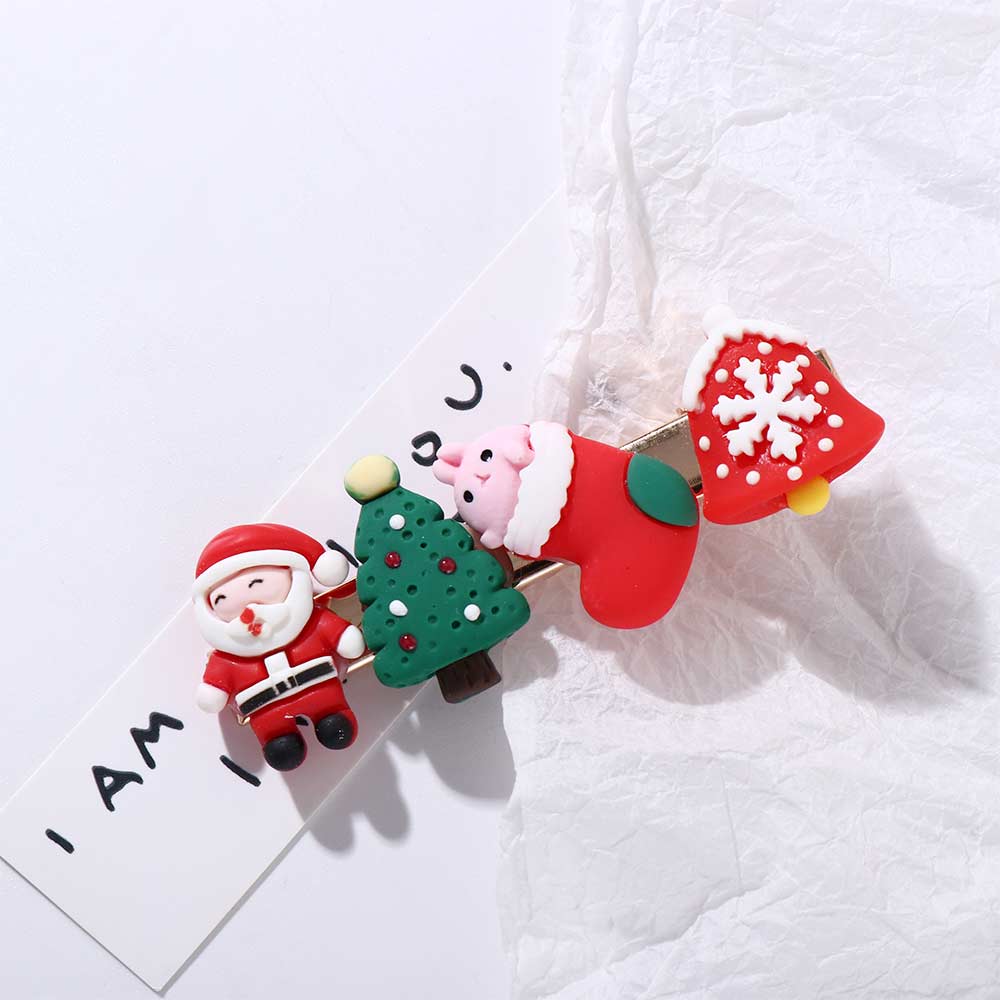 Children Cute Kids Gifts Christmas Hair Clip Elk Headwear Santa Claus Hairpin Hair Accessories