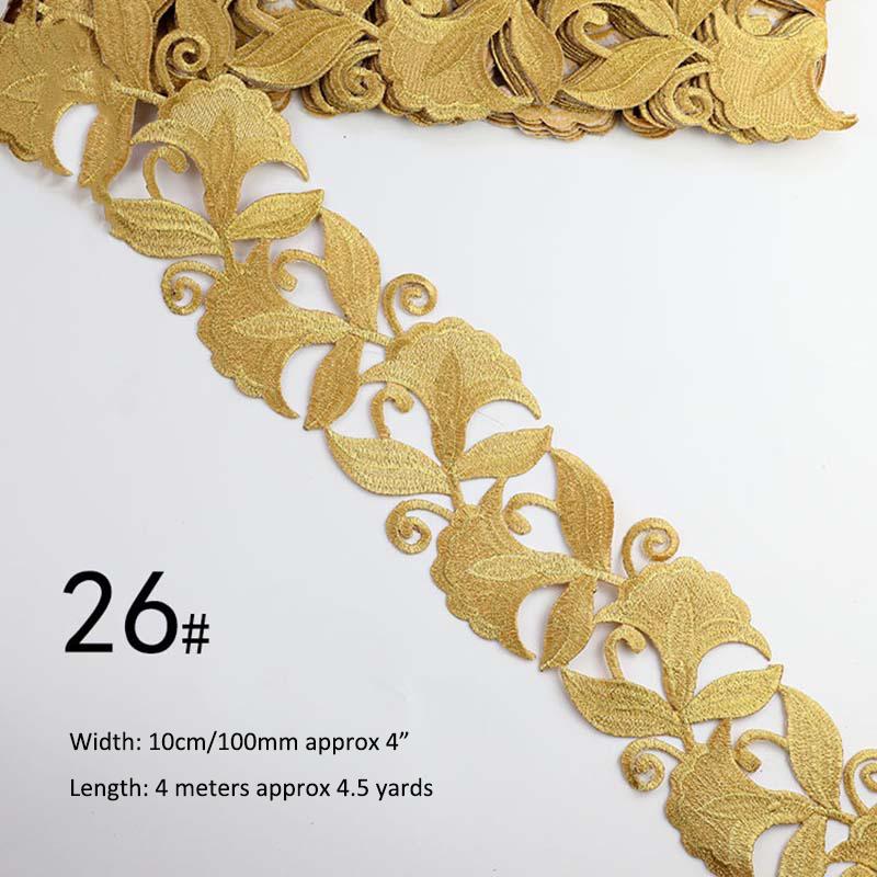 Gold Silver Thread Heavy Embroidery Lace Ribbon Shiny Diy Ethnic Garment Costume Dress Embellished Textile Iron-on Lace Trims