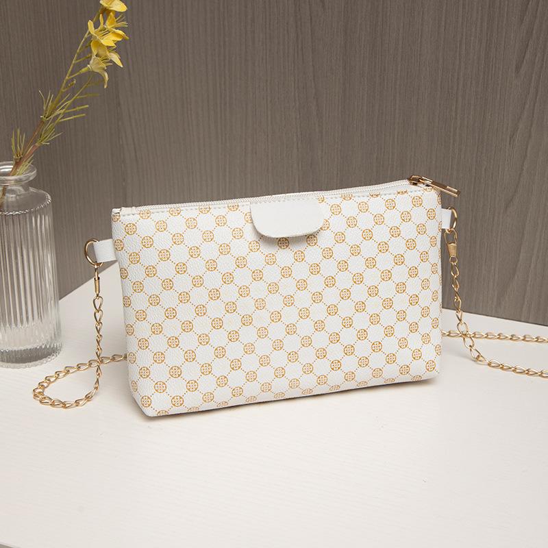 

Модная маленькая квадратная сумка с ромбовидным принтом, маленькая мини-сумка для мобильного телефона, на цепочке, на плечо белый