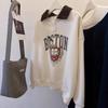 Extra-large Lapel Pullover Hoodless Fleece Sweatshirt for Women In Autumn and Winter with A Loose School Style