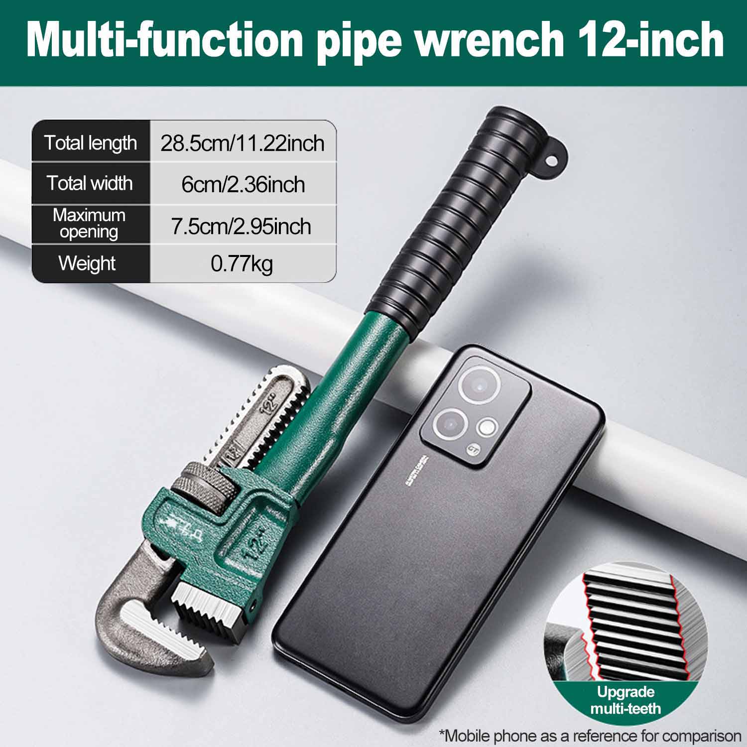 Universal Metal Straight Pipe Wrench 12  Heavy Duty Pipe Plier Non-Slip Grip Hand Wrench Hand Maintenance Tool