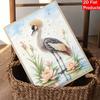 This pearl painting kit features 5D pearls and a graceful crane with lotus flowers mosaic art style. designed for home wall decoration.