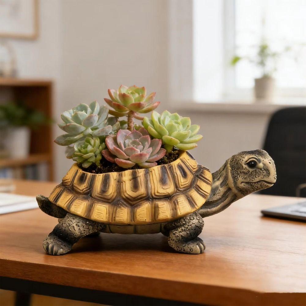 Creative Animal Ornament Vase Simulated Turtle Flowerpot Durable Succulent Planter  Home Office