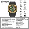 Sanda Dual Display Sports Watch: Trendy Square Wristwatch with Timing and Alarm Features for Students