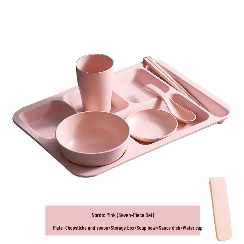 Wheat Straw 4-Compartment Lunch Plate Set with Bowl