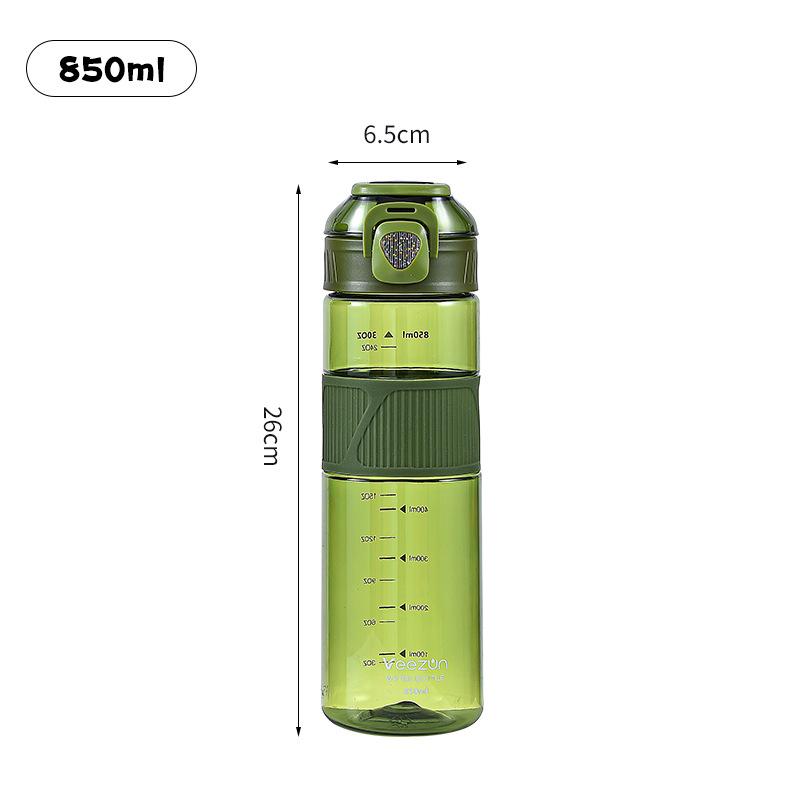 Water bottle800ml high-value summer outdoor sports portable plastic water cup with anti-skid ring, student cup multi-color optional