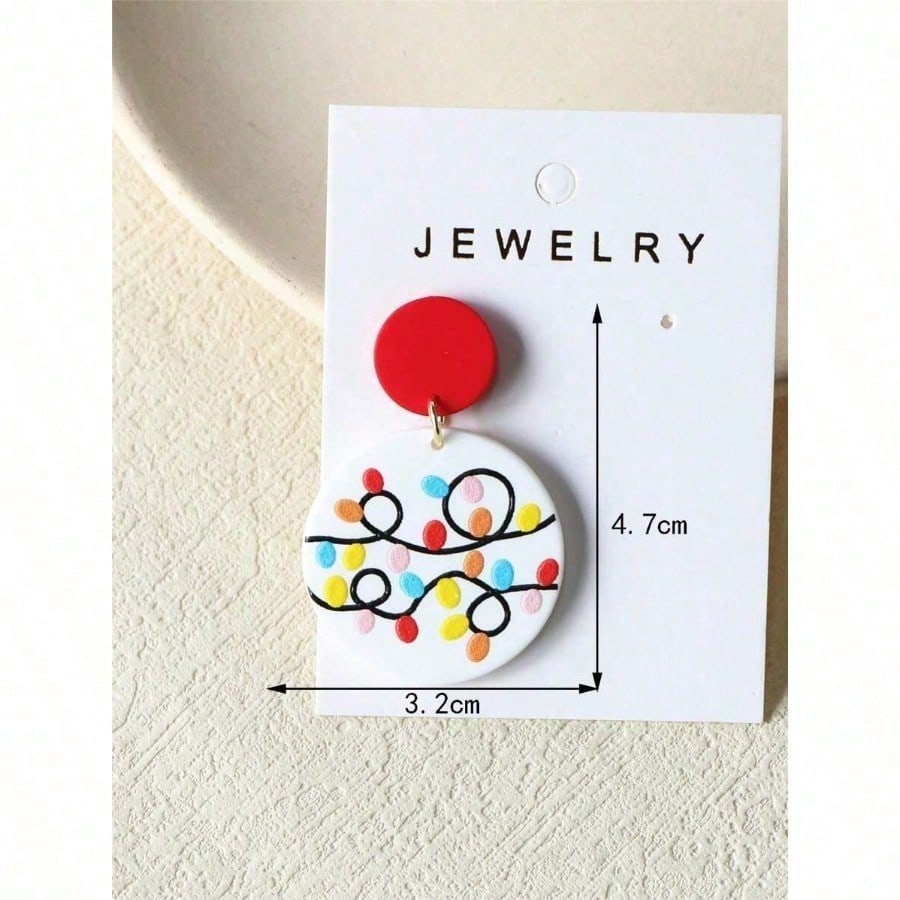 1 Paar Weihnachts-Ohrringe für Damen, rot, farbwechselnder Lichtdruck, erdige Textur, Acryl, rund, für Feiertagspartys