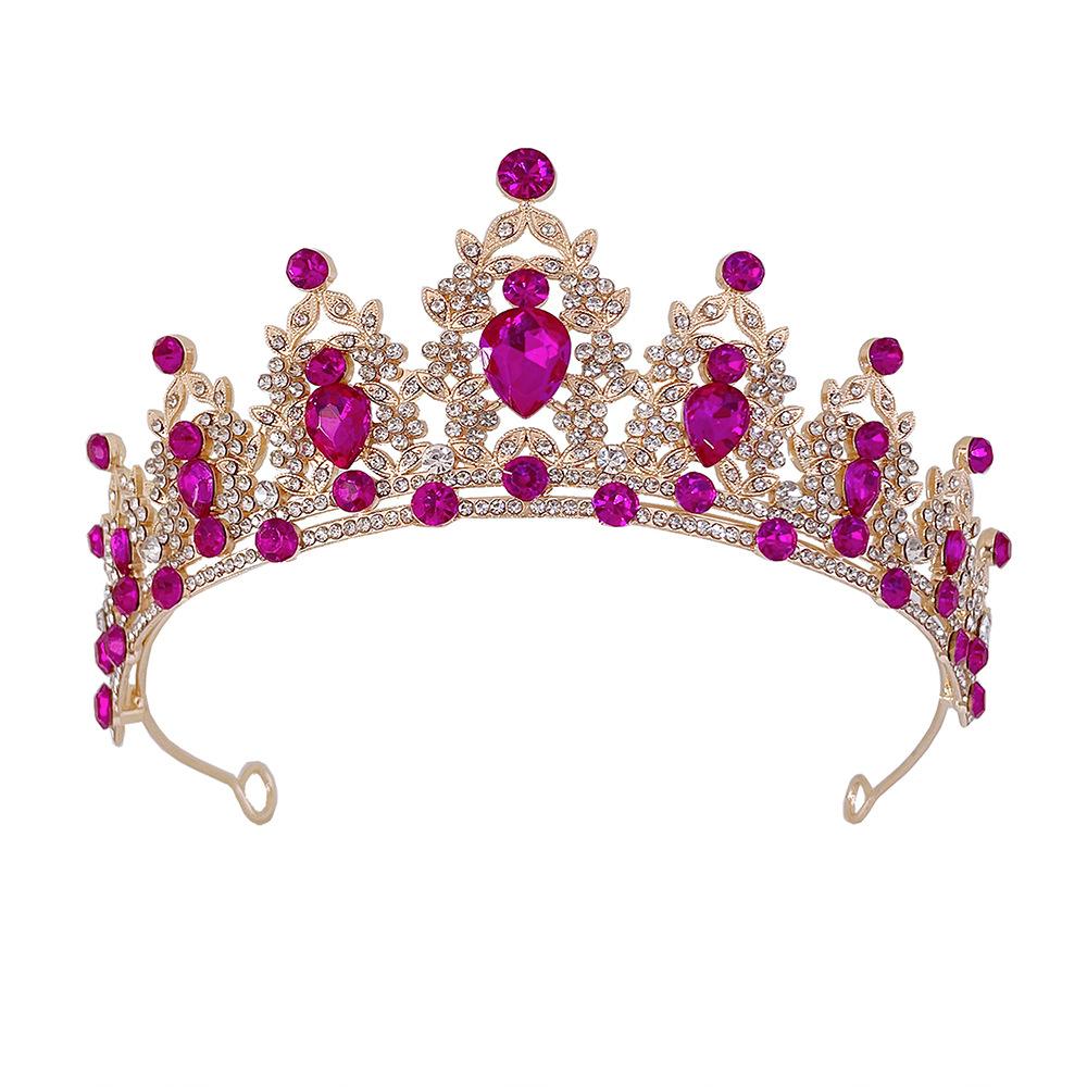 Purple Bridal Tiara Baroque Crown Rhinestone Tiara Princess Crown Wedding Hair Accessories Dress Accessories