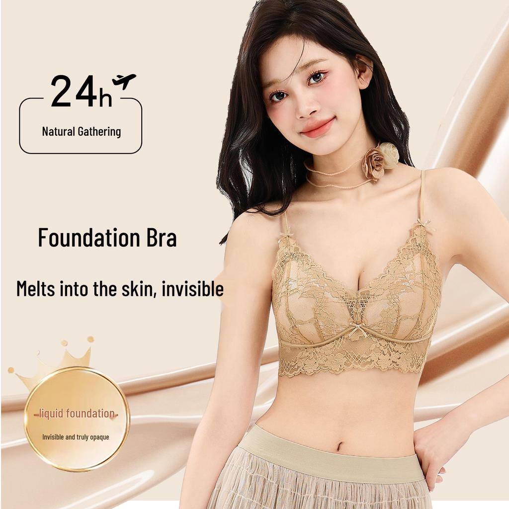 Bequemer French Lace Dreieckskörbchen Bügelloser Ultra-Dünner BH für Große Oberweite, Schafft ein Kleineres Brustbild