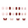 24Pcs Red Polka Dot Nude Pink Bow Short Square False Nails With Jelly Adhesive Detachable Full Cover Press On Artificial Nails