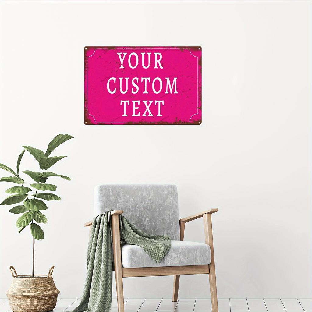 Custom Hot Pink Metal Sign Personalized Text Salon Bedroom Wall Decor