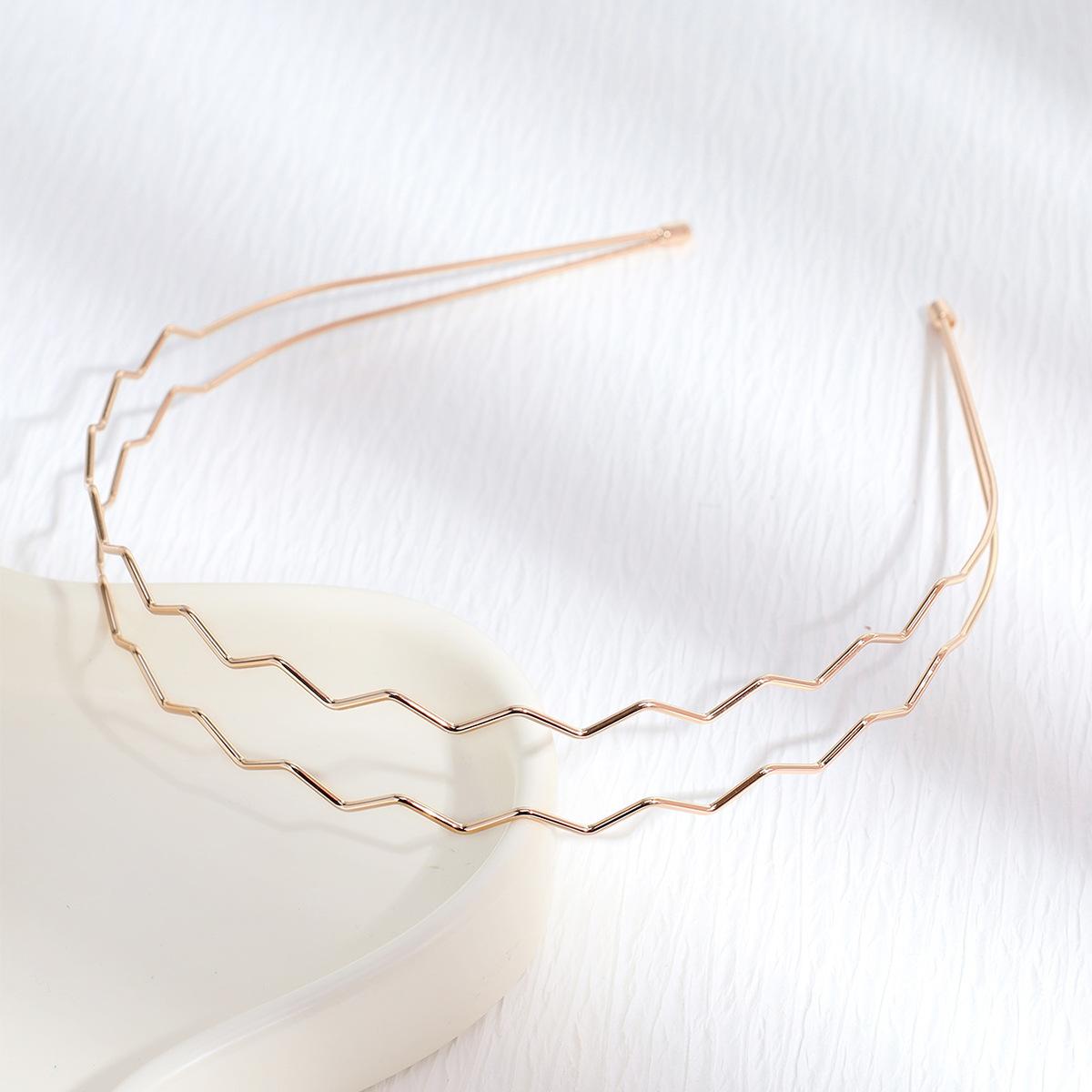 Eenvoudige Gouden Golvende Metalen Haarbanden Elegante Golf Hoofdbanden Mode Dames Kroon Hoepel Haarstyling Hoofddeksels Accessoires white