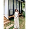 Kumikumi Casual Lazy Set Design off-the-Shoulder Loose Shirts Women Summer High Waist Mopping Pants Two-piece Set