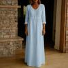 Women's Fashionable Casual Cotton-Linen Long-Sleeve Button-Down Dress