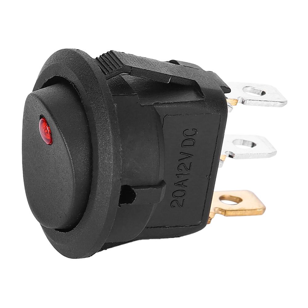 10PCs Round Rocker ON/OFF 12V Waterproof  Switch LED Spotlighting Silver Terminal 3‑Pin