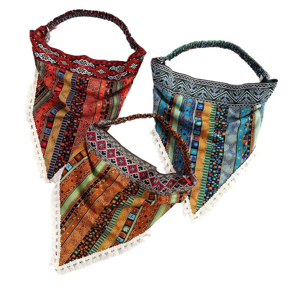 Floral Head Kerchief Scarf Ethnic Style Triangle Head Scarves Stretch Women Turban  Summer