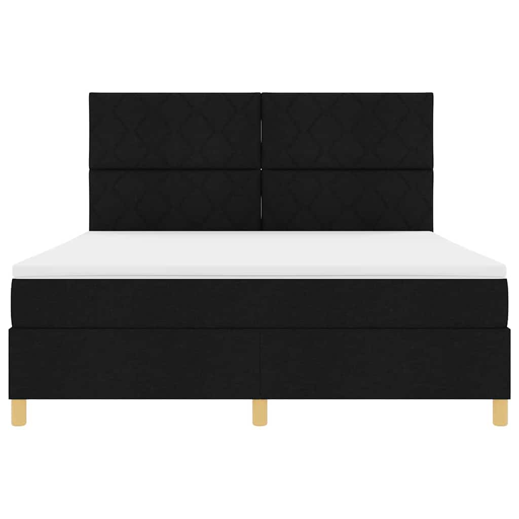 Boxspring Bed with Headboard Black 180 x 200 cm Fabric