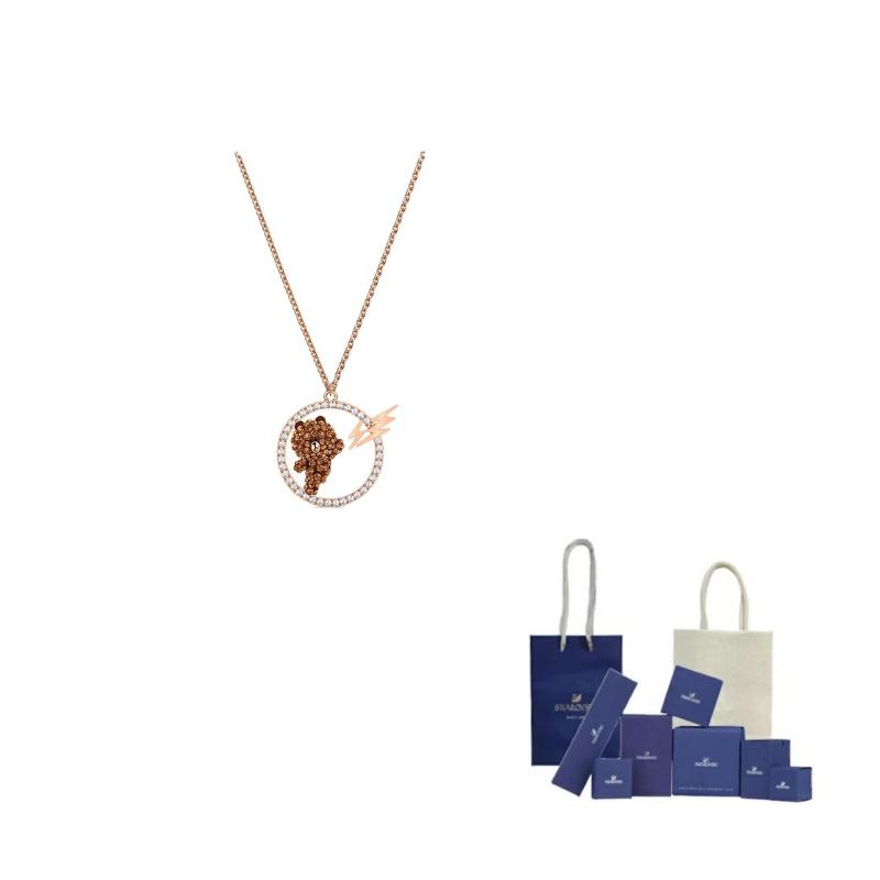Swarovski Line Friends Necklaces Womens F-Original Brand Box And Bag коричневый