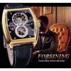 Forsing Men's Fashion Casual Square Hollow Out Mechanical Watch