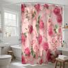 1pc Pink Rose Printed Waterproof Shower Curtain Partition Privacy Hanging Curtain with 12 Hooks Available in Multiple Sizes