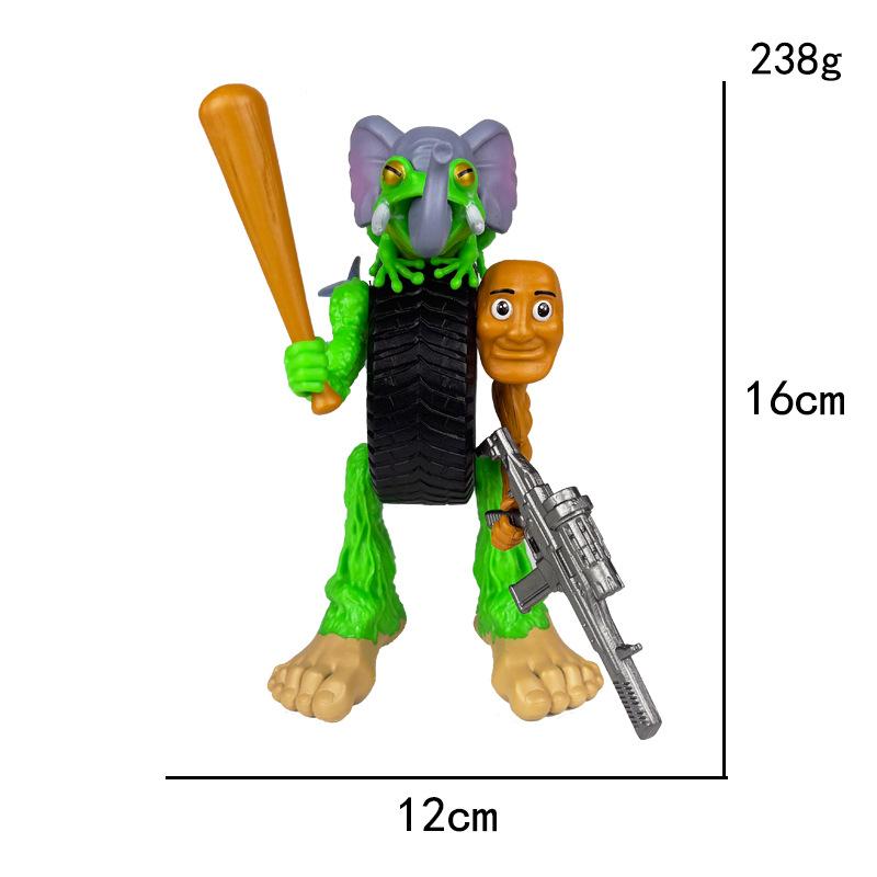 Tung Tung Sahur Conjunto de Figuras de Anime 3D Monstro Híbrido Criativo Brinquedo Modelo Decoração Presente para Crianças Estátua Miniatura de PVC Colecionável