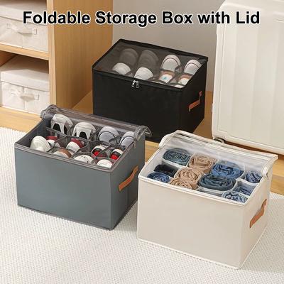 1 ud. Organizador de Zapatos Plegable de Tela Oxford con Tapa Caja de Almacenamiento a Prueba de Polvo Para Zapatos Ropa Accesorios Organización del Hogar